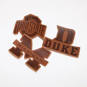 Eco-friendly Custom Brand Embossed Logo Leather Iron On Leather Clothing Tags Patches Hat For Jeans