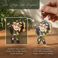 Llavero Acrílico Personalizado de Doble Cara, Llavero con Logotipo de Anime de Dibujos Animados, Llavero de Epoxi Arcoíris, Llavero Acrílico con Holograma Personalizado