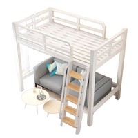 Lit superposé en fer avec bureau intégré, mobilier de maison moderne et minimaliste, ensemble de chambre à coucher pour dortoir et appartement avec cadre démontable