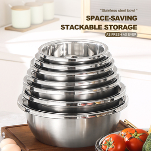 Cuenco de acero inoxidable para el hogar, utensilios gruesos para profundizar, hacer masa de pan, verduras y frutero, cuenco para sopa, cuenco para mezclar - Product Image 3