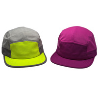 Gorra de running de 7 paneles con logo personalizado al por mayor, perfil bajo, ligera, de poliéster de secado rápido, transpirable, repelente al agua, para marcas, a granel.