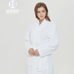 100% 棉高品质柔软吸水酒店浴袍厚重丝绒格子浴袍