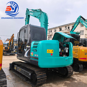 Excavatrice compacte d'occasion Kobelco SK75-8 de 7 tonnes, capacité de montée de 70 %, vitesse de déplacement de 5,3 km/h, cabine confortable, utilisation facile, équipement de terrassement - Product Image 2