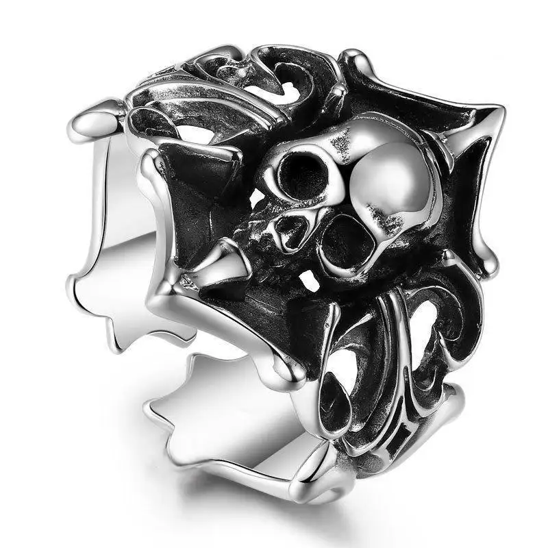 Japan and South Korea popular Thai silver skull ring male simple personality retro men's finger ring single ring