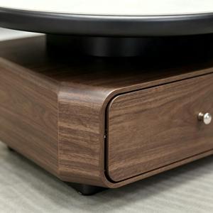 Modern Farmhouse Wooden Movable Coffee <b>Table</b> Set Round with Glass Top for Living Room Light Luxury High-<b>end</b> and <b>Storage</b> - Product Image 3