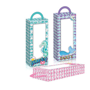 Huancai chàng trai bên ủng hộ hộp màu xanh màu xanh lá cây búp bê Quà Tặng hộp giấy với cửa sổ kẹo Goodies hộp đầu hồi cho bữa tiệc sinh nhật Nguồn cung cấp - Product Image 5