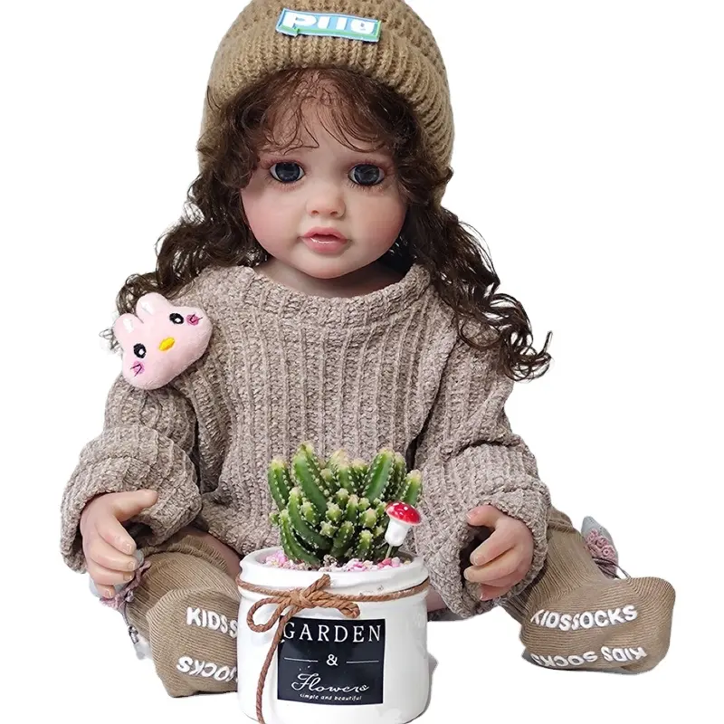 Penjualan paling laris boneka bayi baru lahir realistis rambut panjang vinil kustom untuk anak-anak