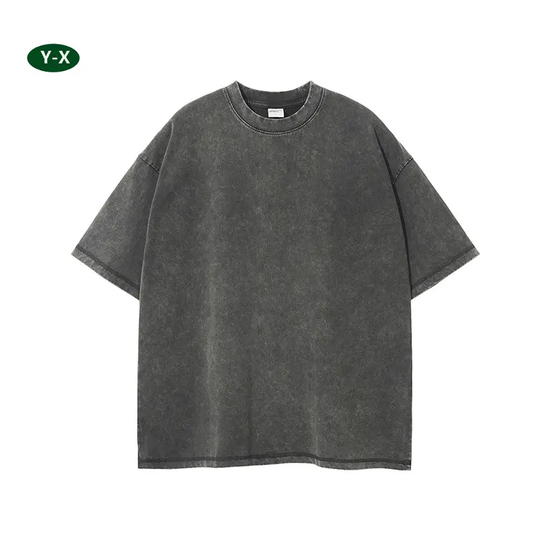 Kaus katun polos kualitas tinggi cetak kelas berat Vintage dicuci ukuran besar t-shirt t-shirt untuk pria