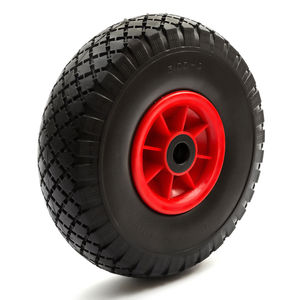 HKT1435 PU pneu + roue 10 pouces 3.00-4 pneu anti-crevaison solide brouette chariot anti-crevaison 10 pouces pu mousse roues - Product Image 1