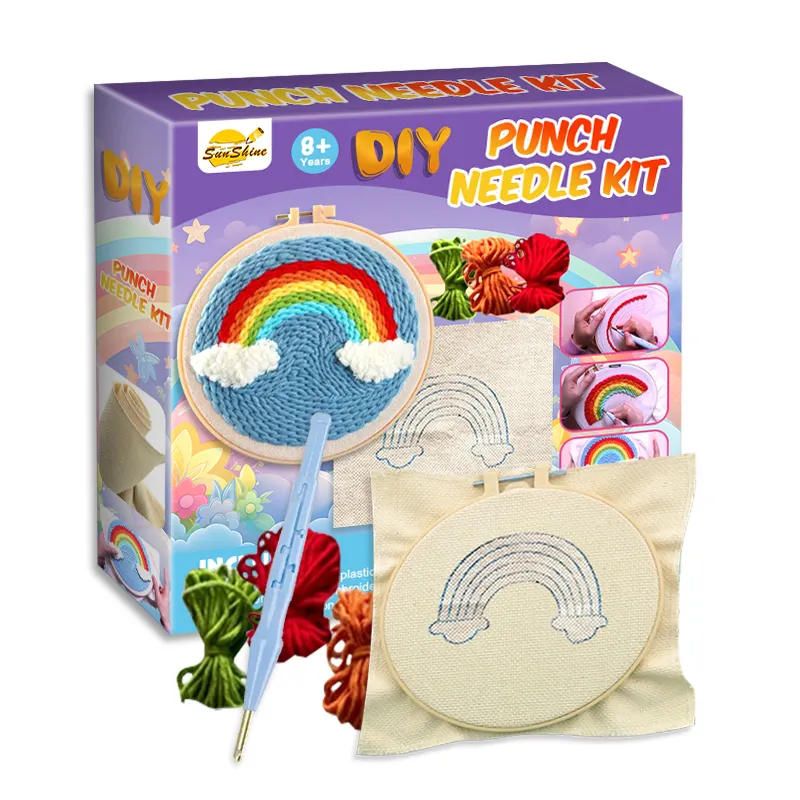 クリスマスギフト子供DIY毛糸編みマニュアル刺Embroideryパンチ針スターター用コンプリートキット