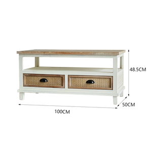 Hot Sale Antique Farmhouse Style Wooden Center Tea Coffee <b>Table</b> 4 Drawers Living Room Furniture <b>with</b> <b>Storage</b> Shelf - Product Image 6
