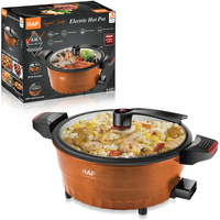 Casserole électrique RAF R.5457 1350W 8.0L 30CM antiadhésive multifonction avec grille vapeur et commandes à bouton pour cuisines domestiques