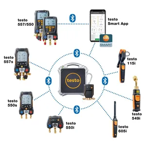 Juego de básculas para refrigerantes Testo 560i operadas por aplicación, compatibles con manómetros digitales para sistemas de refrigeración - Product Image 3