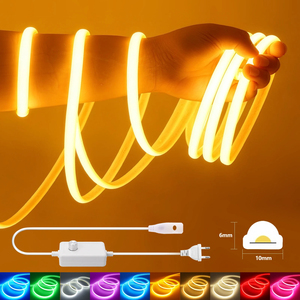 Bande lumineuse <span class=keywords><strong>LED</strong></span> COB <span class=keywords><strong>220V</strong></span> IP65 étanche avec interrupteur <span class=keywords><strong>variateur</strong></span> EU, <span class=keywords><strong>ruban</strong></span> adhésif flexible, bandes néon FOB <span class=keywords><strong>pour</strong></span> l'éclairage domestique et de jardin - Product Image 3