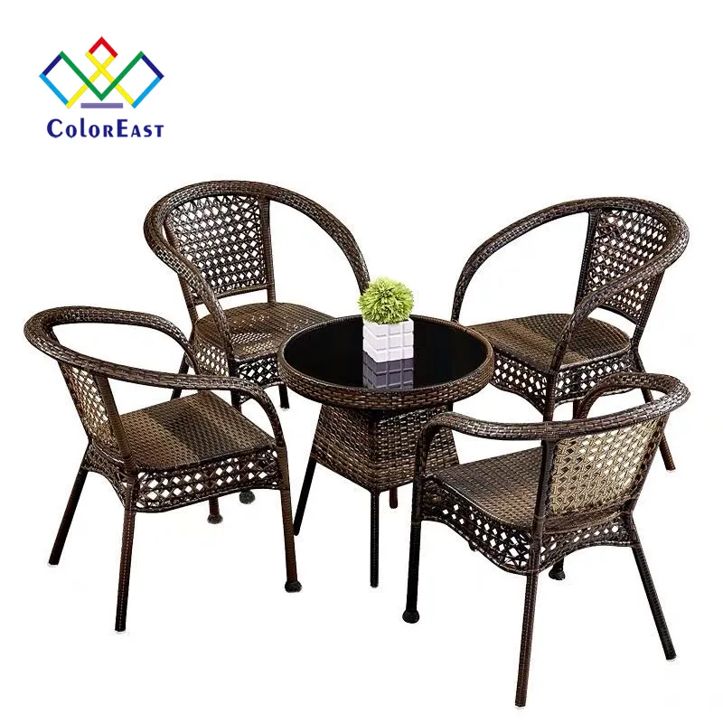 Classic glass rattan table and chair patio table set garden table garden chair CECT013