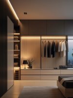 Ensemble de placard sur mesure haut de gamme avec éclairage LED, en bois massif, assemblé, pour la décoration de la chambre à coucher
