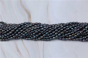 Натуральный жемчуг оптом 4-5 мм черный павлин рис пресноводный жемчуг пряди - Product Image 3