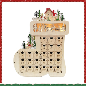Bằng gỗ <span class=keywords><strong>Advent</strong></span> lịch với 24 ngăn kéo bằng gỗ laser cắt cảnh giáng sinh và ánh sáng lên cho món quà giáng sinh - Product Image 4