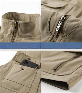 Chaleco Utilitario Casual Multibolsillos con Cremallera para Hombre |   Camisa de Trabajo Transpirable y Ecológica para Verano, Senderismo, Pesca, Actividades al Aire Libre, con Cuello Alto - Product Image 4