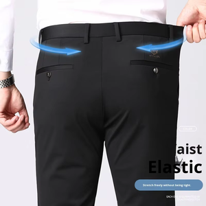<span class=keywords><strong>Pantalon</strong></span> habillé slim pour <span class=keywords><strong>homme</strong></span> 100 % coton infroissable couleur unie respirant taille mi-haute pour affaires, bureau, <span class=keywords><strong>mariage</strong></span> et usage quotidien - Product Image 2