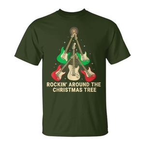 Camiseta Holiday Guitar Under The Tree para adultos, unisex, cuello redondo, estampado digital - Product Image 1
