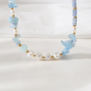 <span class=keywords><strong>Bracelet</strong></span> en perles d'eau douce baroques aigue-marine, réglable, perles irrégulières, pour meilleures amies, étudiantes, femmes, filles, cadeau - Product Image 4