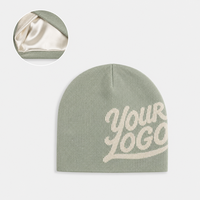 Gorro de punto jacquard con forro de satén y logotipo personalizado, gorro de seda para protección del cabello, anti-frizz, para cabello rizado, natural, suave, para niños.