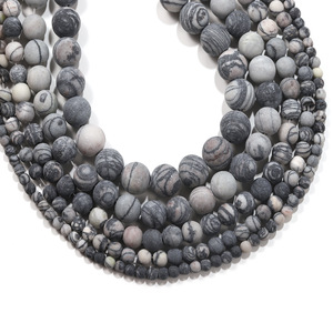 Perles d'agate St. Kunkka 4 6 8 10 12mm, perles en vrac noires mates pour la fabrication de bijoux DIY - Product Image 1