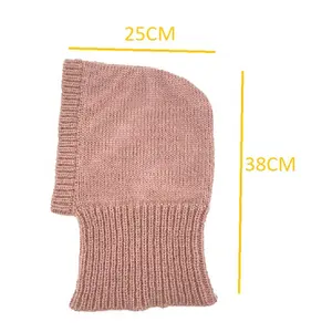 Classic Ribbed Knitted Hood Scarf Hat Thick Coldproof Balaclava Beanie Outdoor Cycling Neck Gaiter For Women Girls Autumn Winter