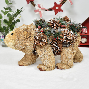 Alto sentido hecho a mano DIY escena decoración piña ardilla ornamento oso estatuilla búho ornamento - Product Image 6