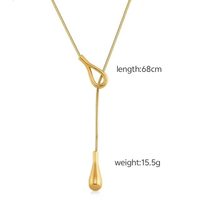 Collier élégant long en Y plaqué or 18 carats en acier inoxydable avec pendentif goutte d'eau réglable par cordon, prêt pour la vente en gros