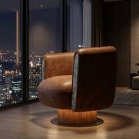 Fauteuil de salon en teck doré avec accoudoirs en bois, design moderne et minimaliste, confortable pour la lecture dans le salon, écologique, luxueux pour la maison, la chambre ou l'hôtel