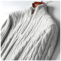 Pull en laine/cachemire à col roulé et fermeture éclair sur le devant, design carré Fonda, pour homme, hiver
