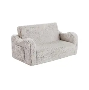 أريكة قابلة للتحويل إلى كرسي نوم قابل للطي 2 في 1 أريكة شيربا ناعمة للأطفال كراسي واسعة للغاية