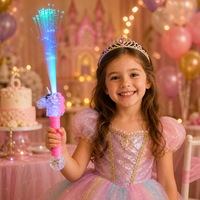 Baguette LED Licorne à Fibre Optique Prix Usine 16 Pouces, Bâton Lumineux Clignotant avec Boule Prisme pour Fête d'Anniversaire de Fille Princesse