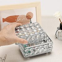 Boîte à bijoux en cristal avec pieds, coiffeuse à domicile, boîte de rangement pour bijoux en perles de diamant décorées