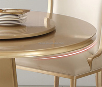 Amerikanischer Massivholz Champagner Runder Esstisch Villa 6 8 Sitze Plattenspieler Esstisch Luxus Europäisches Restaurant Tischset