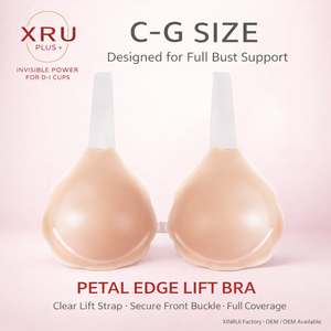 XINRUI Plus Size Silicone Adhesive Bra Full Coverage Strapless Backless Push Up Invisible Wire Free Women DD E F G Cup