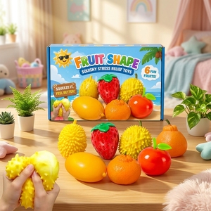 H75 En stock Jouet à presser en forme de fruit simulé, en caoutchouc thermoplastique à rebond lent, gadget anti-stress et de décompression, coffret cadeau - Product Image 1