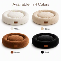 Cama Redonda de Lujo para Perros y Gatos, de Felpa de Piel de Conejo y Corduroy, con Espuma Viscoelástica, Almohada Calmante, Lavable, OEM, Marca Privada, Venta al Por Mayor