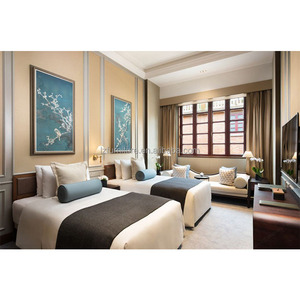 OEM Custom 3 Star Hotel <b>King</b> <b>Size</b> MDF Wood Grain Bed Frame with Bed <b>Sheets</b> Set And Panel Headboard Guest Room Bedroom Furniture - Product Image 5