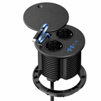 Prise de bureau escamotable avec prise EU, câble Type C rétractable 35W, 2 prises, 4 ports USB, multiprise de bureau dissimulée manuelle pour le bureau