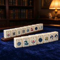 Jeu de Mahjong américain en acrylique, tuiles gravées double face, motifs Lune, Tarot, Lapin, Dragon, jeu de Mahjong de luxe personnalisé