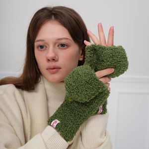 Gants en acrylique à demi-doigts avec couvercle rabattable, chauds pour l'hiver, compatibles avec les écrans tactiles, pour une utilisation en extérieur - Product Image 1