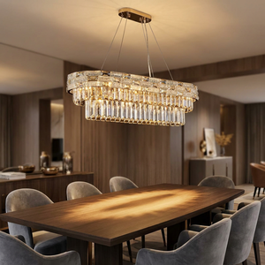 Lampadario <span class=keywords><strong>a</strong></span> <span class=keywords><strong>Sospensione</strong></span> <span class=keywords><strong>LED</strong></span> Dimmerabile Moderno in Cristallo <span class=keywords><strong>per</strong></span> Sala da Pranzo, Soggiorno, <span class=keywords><strong>Cucina</strong></span>, Isola, Forma Ovale - Product Image 1