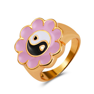 Ins cool style bague géométrique couleur goutte d'huile gossip damier bague en ligne célébrité personnalité tendance bijoux femmes - Product Image 6