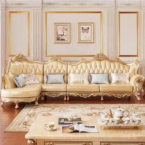 Luxe Design Meubelen Woonkamer Banken L Vorm Top Grain Lederen Sofa Set