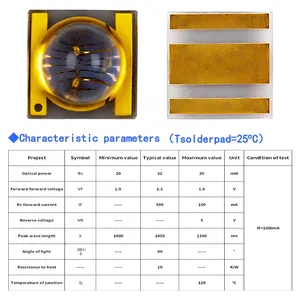 High Power 60 Degree Far Infrared LED 1200nm 1300nm 3V SMD 3535 Ir Emitting Color 1W 3W Power Epistar Chip