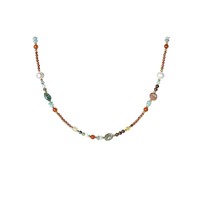 Collier ras-de-cou bohème en pierres naturelles de cornaline, amazonite et perles d'eau douce, multicolore