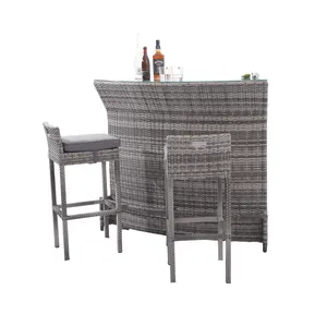 New Style Garden Furniture Home Bar And High Chairs Outdoor Barstool Metal Frame Garden Rattan Furniture